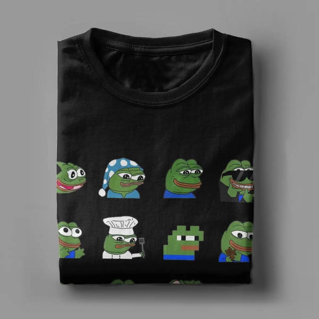 Pepe Peepo Variety Set Men T Shirt Fun Tees Short Sleeve Crewneck T-Shirts Pure Cotton Graphic Tops