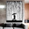 Abstrakter Liebhaber mit Regenschirm unter buntem Regen, Ölgemälde auf Leinwand, Poster und Drucke, Wandkunst für Wohnzimmer, Heimdekoration