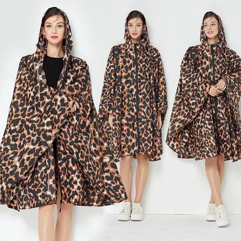 Mode Große Größe Frauen Leopard Regenmantel Leichte Regen Mantel Poncho Damen Wasserdicht Mantel Regenmäntel Erwachsene Winddicht Regenbekleidung
