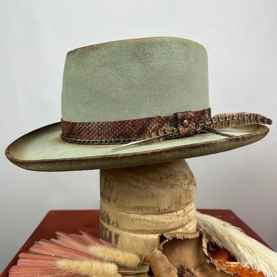 Imitation Snakeskin Pattern Ruffled Pure Wool Felt Top Hat Versatile Wool Top Hat Unisex Warm Wool Fedora for Daily Party Wear