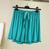 Pantaloncini larghi da casa Pantaloni tinta unita da donna di grandi dimensioni Pantaloni da esterno Pantaloni casual Pantaloni estivi a cinque punte in seta di ghiaccio