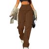 Women's Casual Lightweight Hiking Pants High Waist Beltless Straight Leg Loose 4 Pockets  Cargo Pants