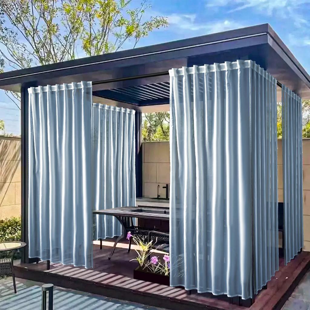 1PC Waterproof Outdoor Curtains Lightweight Semi-Transparent Partition Curtain Perfect for Living Room Porch and Pergola Decor