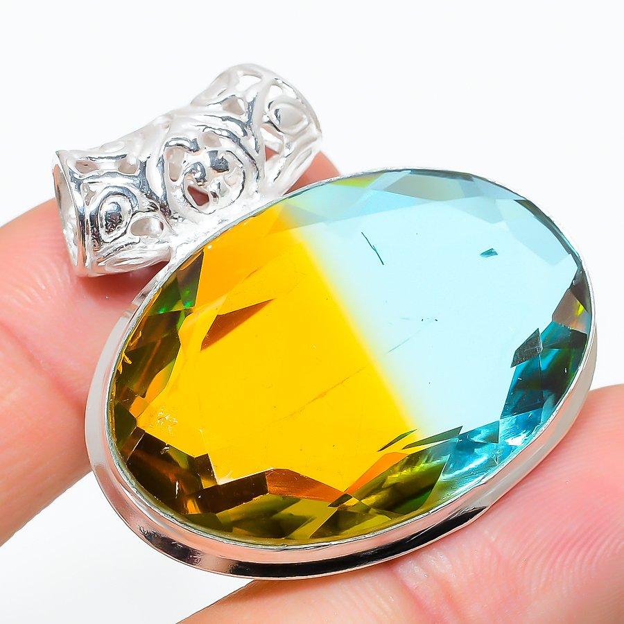 

Двухцветный ювелирный кулон с турмалином из стерлингового серебра 925 пробы 1,58 дюйма