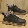 Fashion Classic Men Winter Boots Casual Leather Shoes Man Fur Plush Snow Boots Warm Outdoor Ankle Boots Mens New Arrival Club Male Shoes