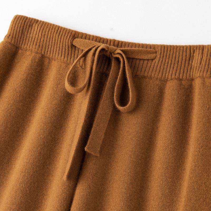 Australian Wool Wide Leg Pants - Women's Autumn/Winter Straight Leg Cashmere Knit Floor-Length Trousers