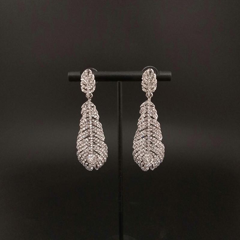 Vintage Crystal Hook Earrings Stylish Dangle Earrings with Feathered Motifs Suitable for Formal and Casual Wear