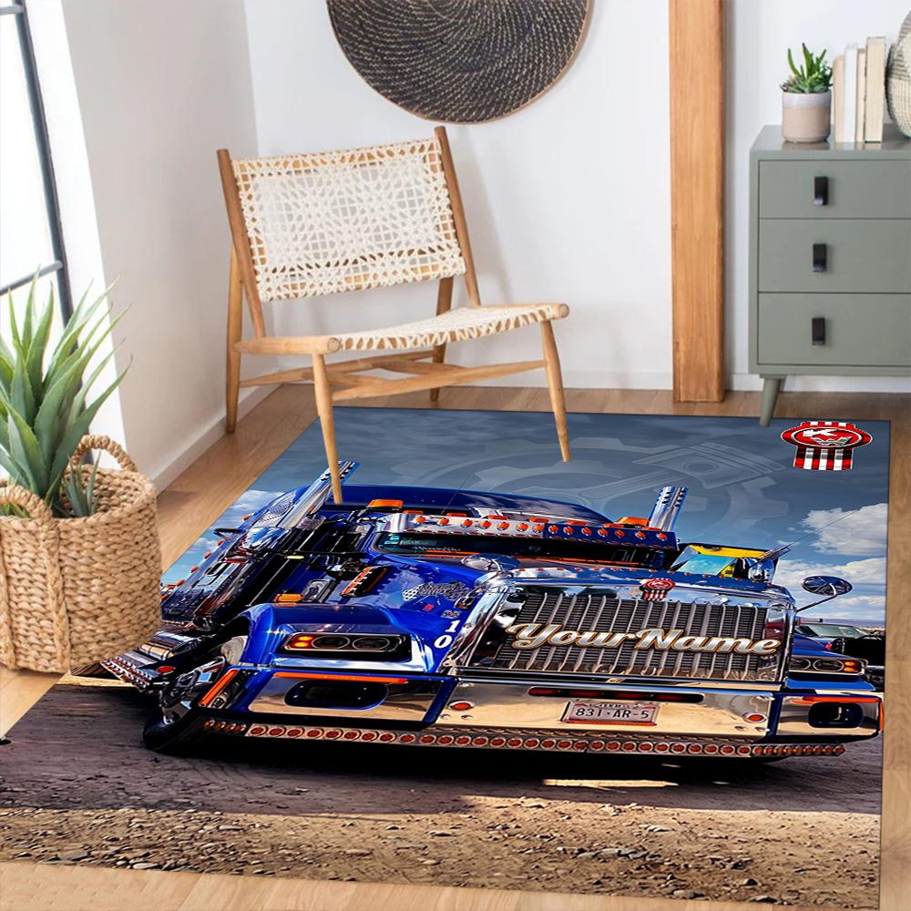 Kw Heavy Trucks Personalized Name Carpet Perfect for Hallway Dining Room Study room Kitchen Antislip Carpet Anime Office Decor Wedding Party Gift