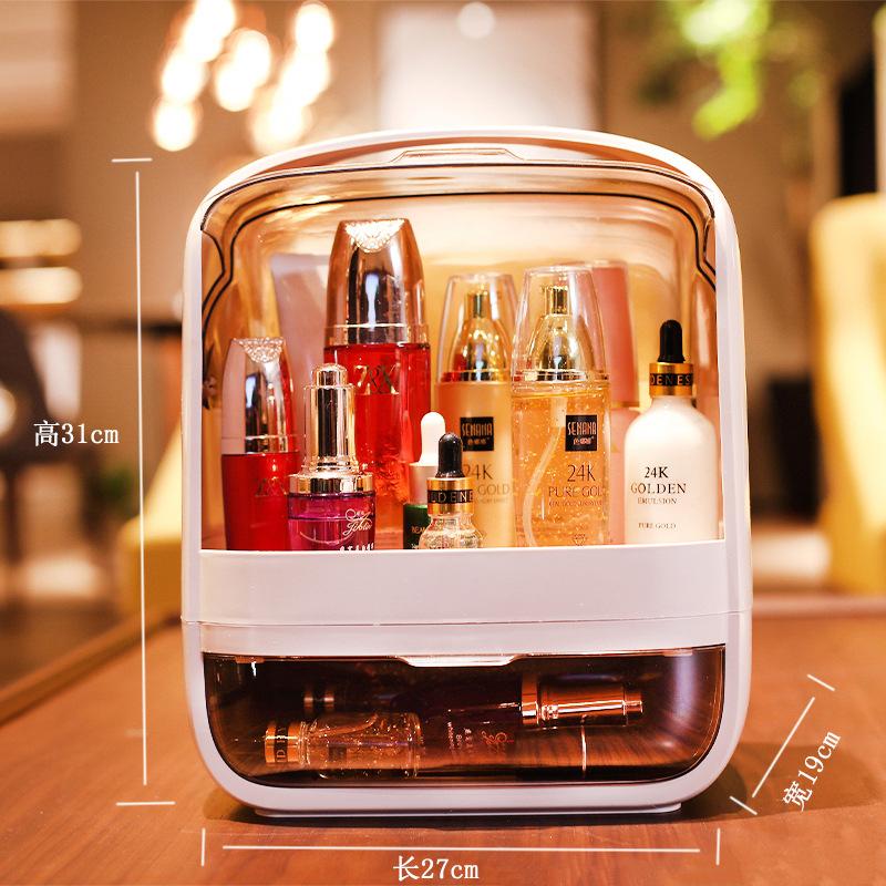 Minimalist Cosmetic Storage Box Large Capacity Dustproof Organizer for Lipsticks Skincare Desktop Vanity Home Use