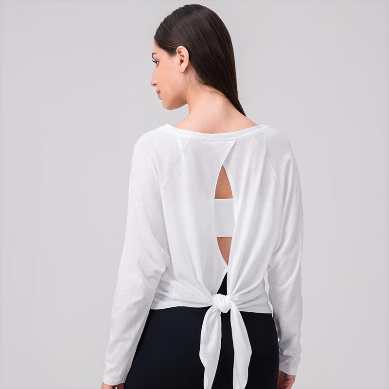 Women's Loose-Fit Yoga Long-Sleeve Tie-Back Top