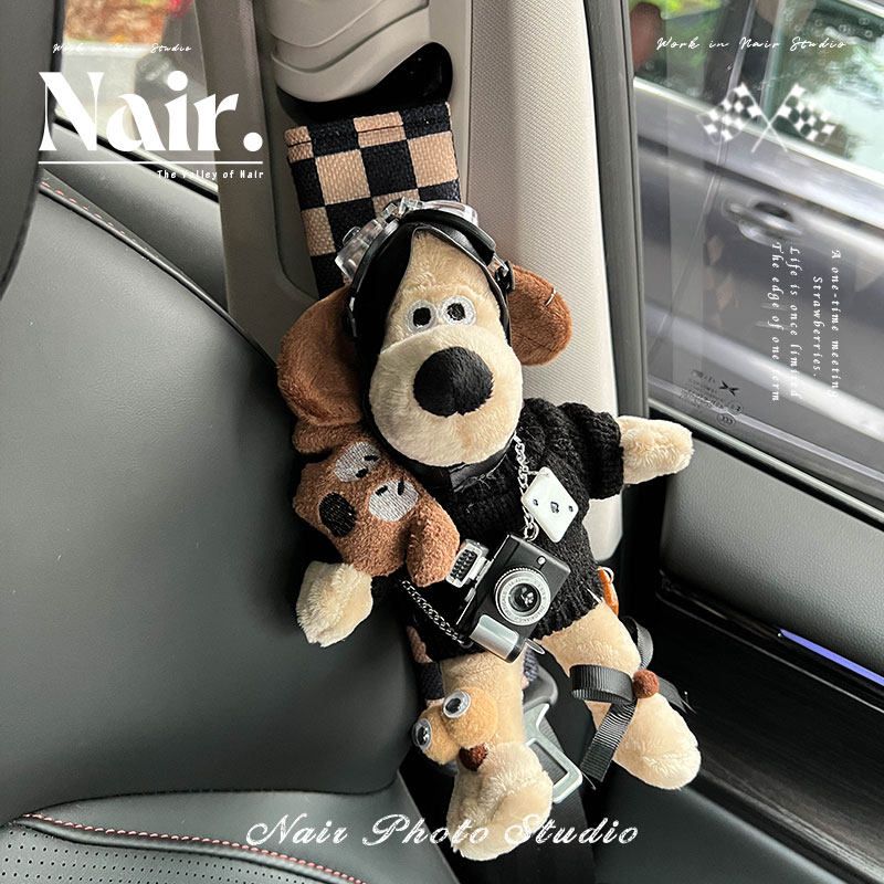 

Gulinell Pilot Dog Car Safety Belt Shoulder Pad Cover Protective Case Classy Creative Cute Decoration Car Black Sweater Poker Dog - Shoulder Pad Set
