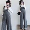 Spring Floral Maternity Overalls: Plus Size Loose Wide-Leg Casual Pants