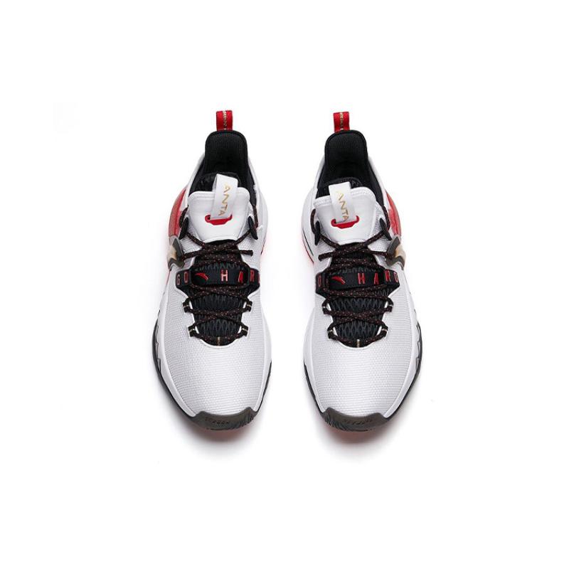 Anta GH2 'Five Stars' Anti-Slip Wear-Resistant Low-Top Basketball Shoes White Red Sneakers 112131103-5