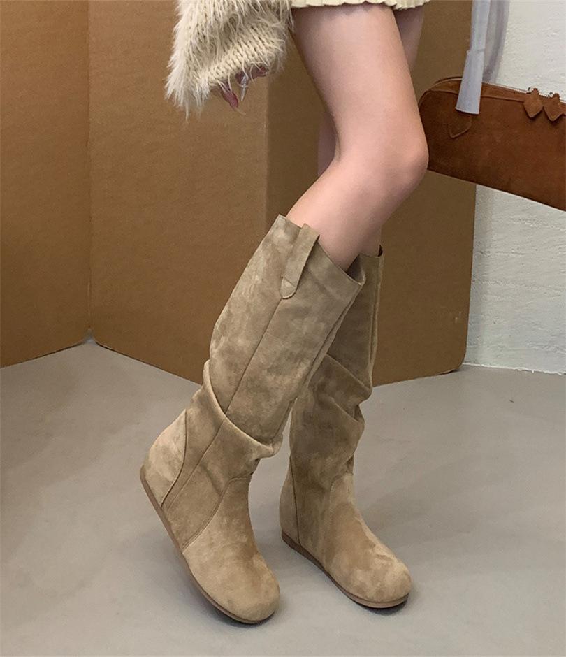 Retro Boots Children's Autumn and Winter 2025 Heightening Single Boots Tall Merad Western Flat-bottomed Stacking Boots