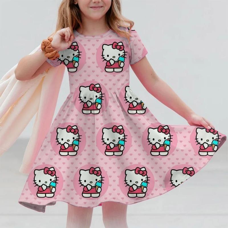 Easter Girls' 3D Floral Graphic Dress Short Sleeve Summer Spring Vacation