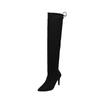 Women'S Boots Over The Knee Boots Autumn And Winter European And American Large Size Leopard Print Pointed Sexy High Heels Over The Knee Elastic Boots
