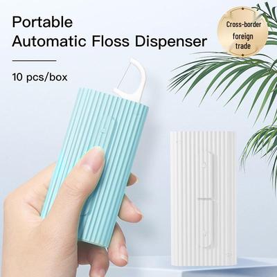 10-Pack Portable Automatic Floss Picks with Travel Case and English Packaging