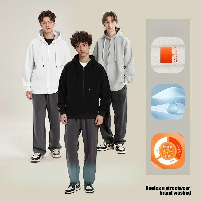 Men's Hoodie Casual Long Sleeve Hooded Sweatshirt Fleece Drawstring Zip Up Jacket with Pockets Heavyweight Fall Winter Sweatshirts Outwear for Men