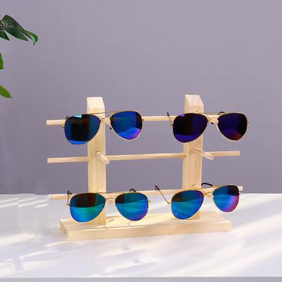 Wood Glasses Display Stand Exquisite Thick Prevent Slipping Easy To Install Sunglasses Rack for