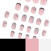 Valentine's Day Press On Nail Short Square False Nail Winter Nail with Heart Designs Stick On Nail Artificial Nail 24Pcs