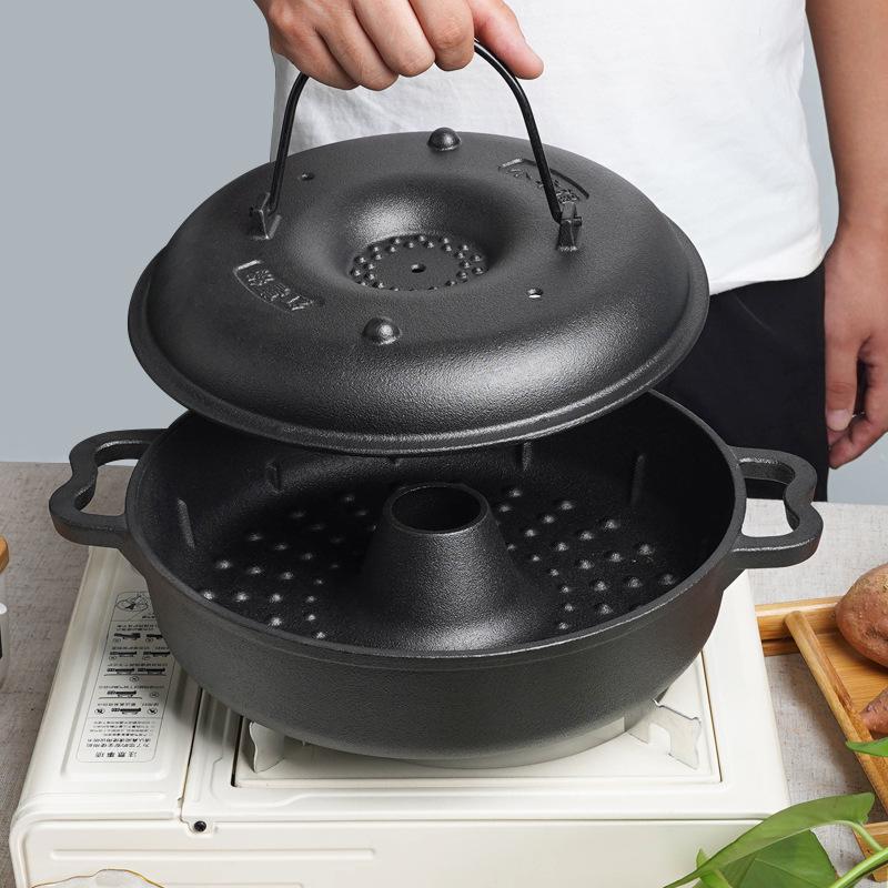 Thickened Cast Iron Sweet Potato Roasting Pot and Corn Grill