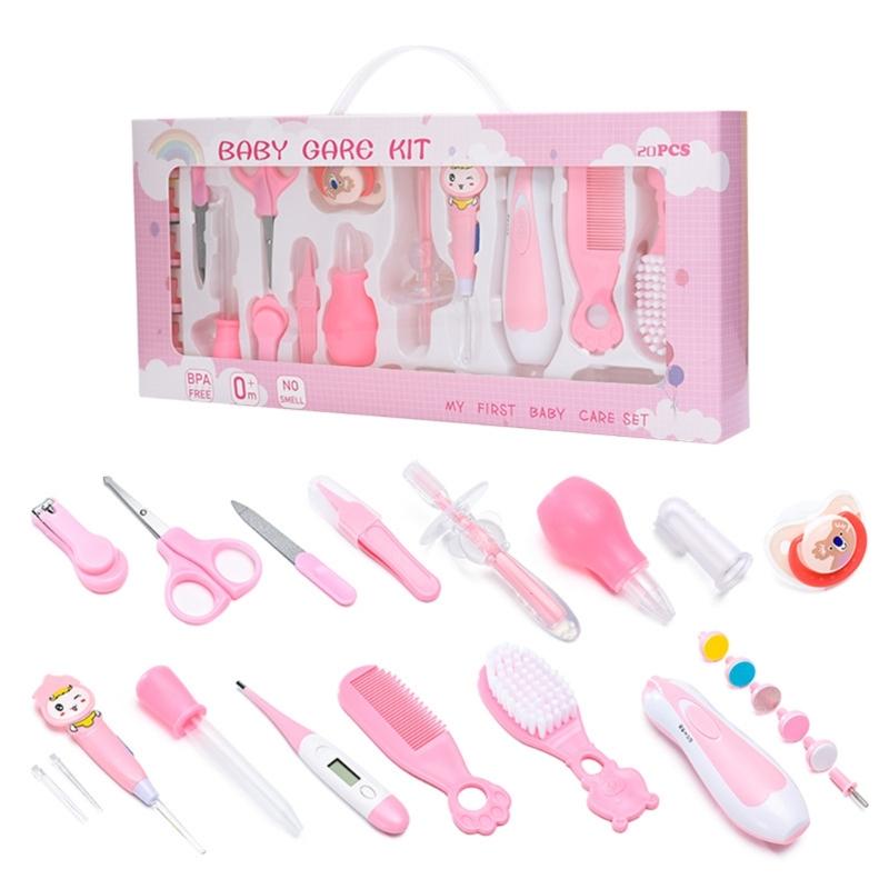

20-in-1 Infant Healthcare and Grooming Kit, Baby Eletric Nails File Set Soft Brush Great Gift for Baby Showers and Party розовый