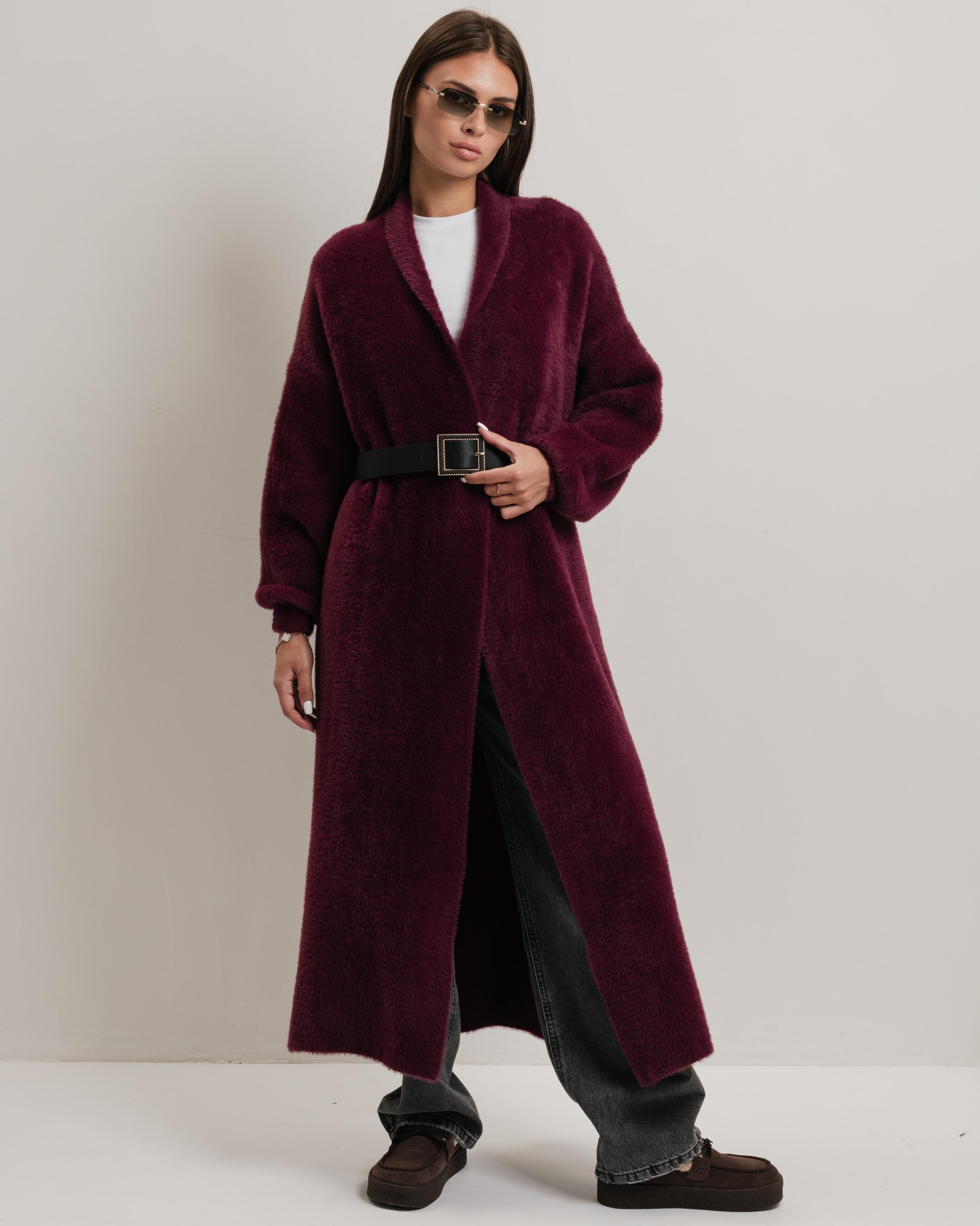 

Cardigan long with belt Avrile 92476 beige One Size бордовий