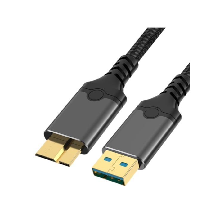 USB 3.0 MicroB File Transfer Cord with Reinforced Relief, Daily Charging Cable for Routine Storage Device Use and Travel