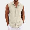 Men's Solid Color Lapel Button Up Vest Shirt T-shirt Top