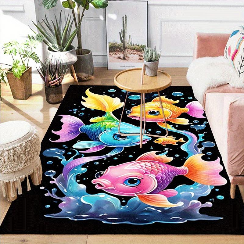 1pc Cute goldfish Design Area Rug - Soft, Anti-Slip, and Durable Gaming Room Decor for Bedroom