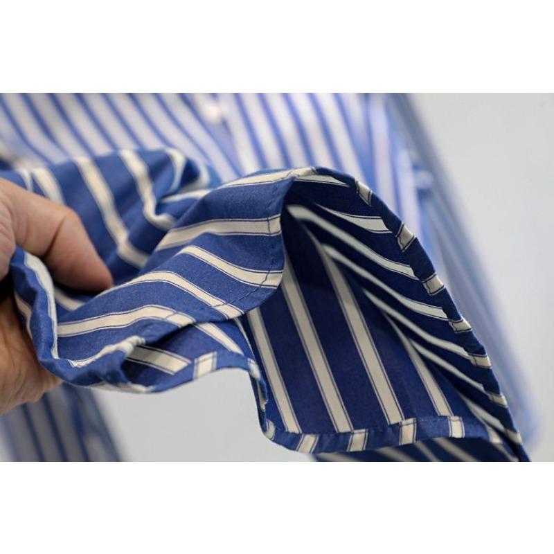 Women's Vertical Stripe Button Down Long Sleeve Loose Casual Shirt