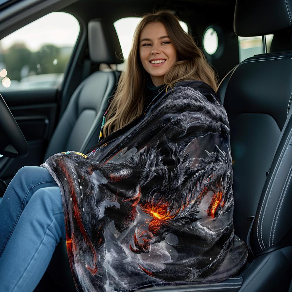 Dark Dragon Art Pattern Decorative Throw Blanket for Sofa, Bed, Living Room, Home Decor, and Outdoor Environment