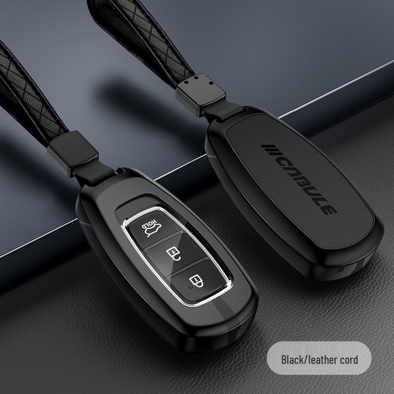 Bilnyckelskydd för Beijing Hyundai Mistra, Elantra, ix35, Festa, ix25 - Metall-läderväska med spänne.