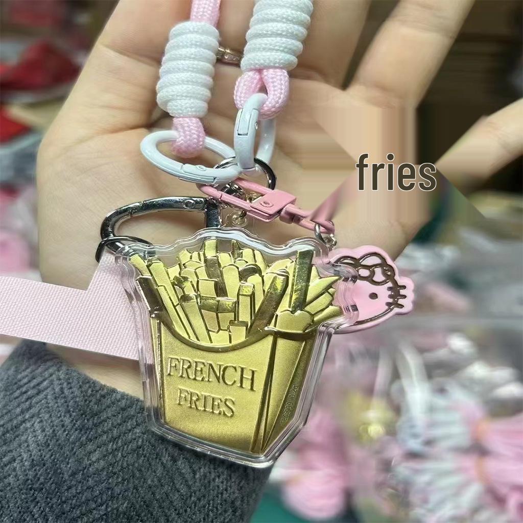 Shuibei 999 Gold Milk Tea Fries Burger Keychain - Best Friend Birthday Gift.