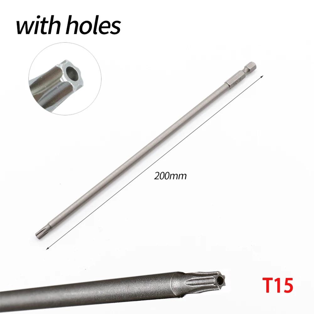 7.78In Hollow T-orx Screwdriver Bit Hex Shank Batch Head T8-25 Electric Extended Screwdriver Bits Magnetic Security Head
