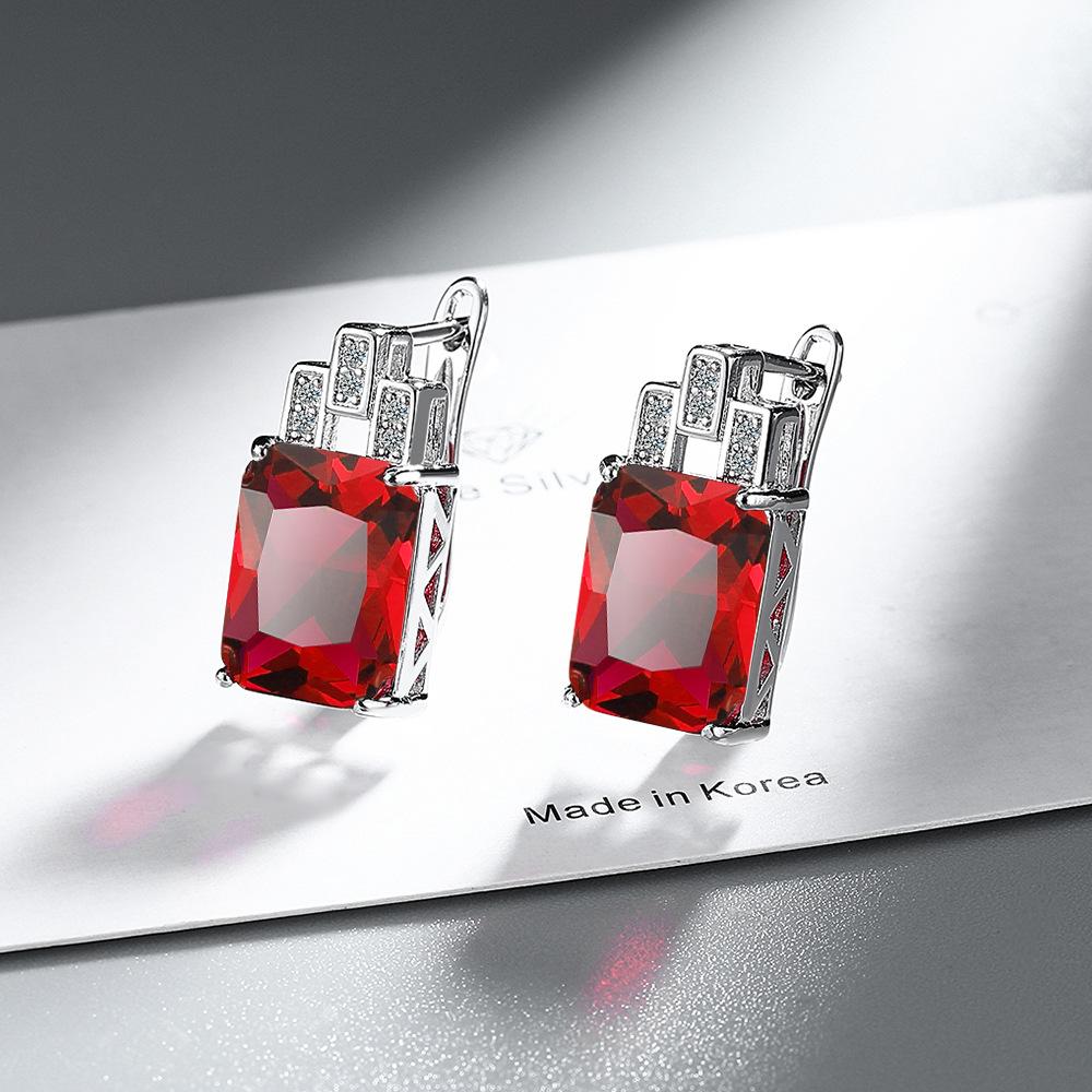 

Персонализированные серьги, прямоугольные пряжки для ушей, серьги с цветным цирконием, элитный темперамент copper