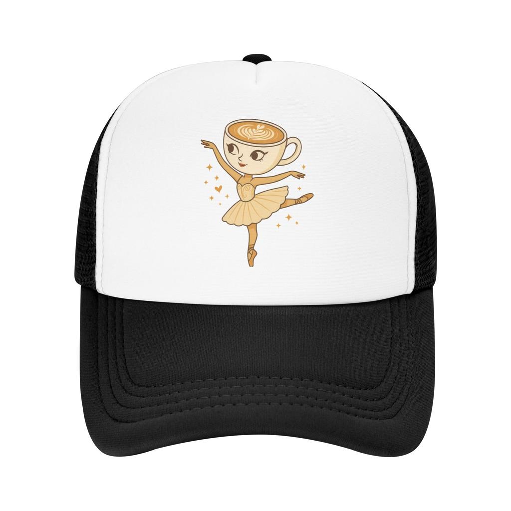 Ballerina Cappuccina Italian Brainrot Meme Trucker Hat Unisex Women Hat Sun Hat Racing Cap Polyester Mesh Baseball Cap Summer