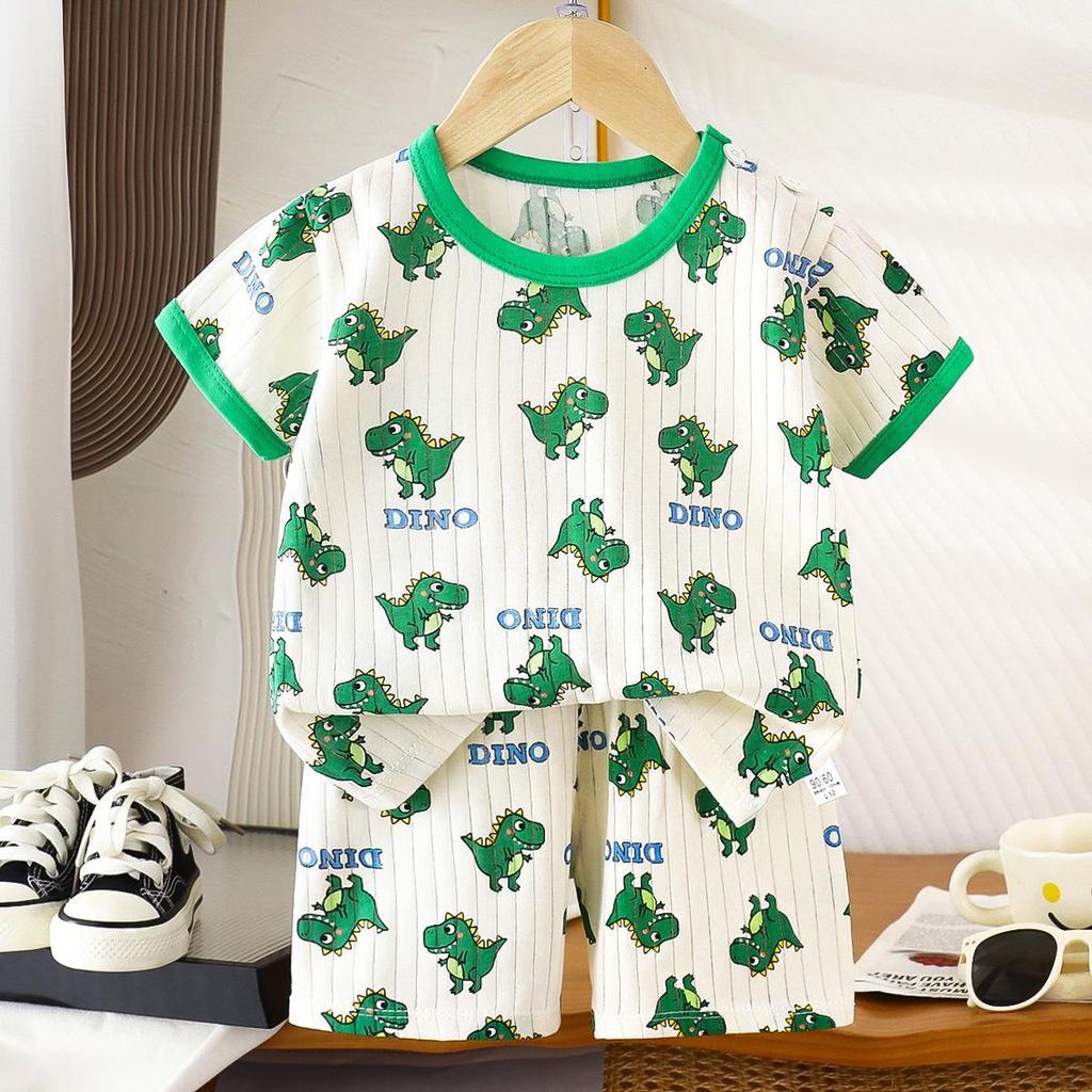 Kids' Cotton Short-Sleeved Set: Korean Style Summer Two-Piece for Girls and Boys