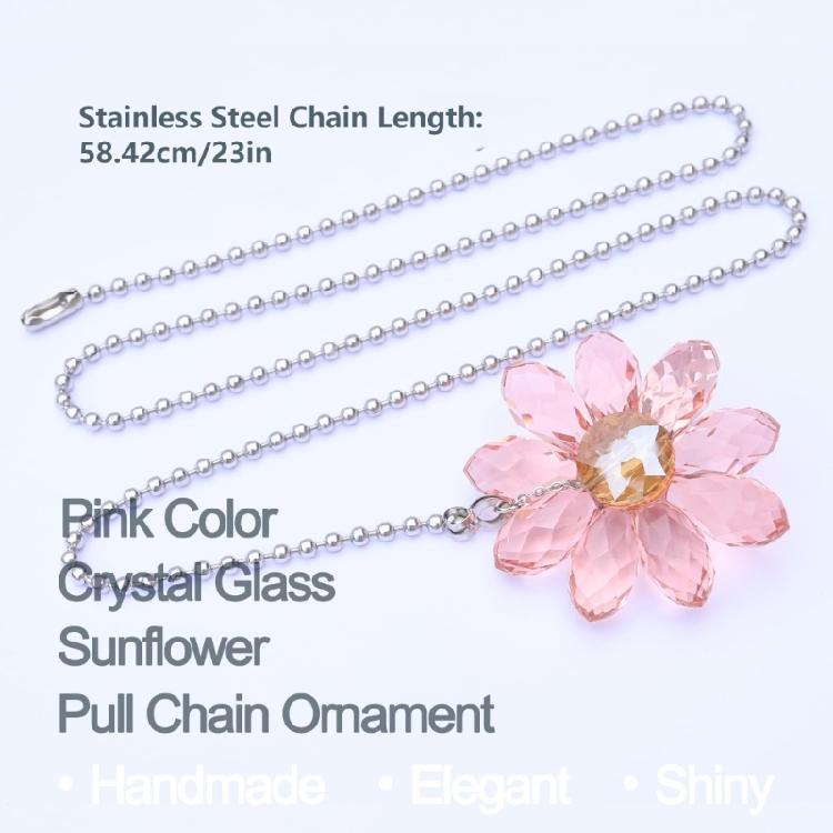 2PCS Bright Glass Flower Fan Pull Chains 24 Inch Length Decorative Fan Pull 58Cm for Ceiling Fan & Light Switches Upgrades