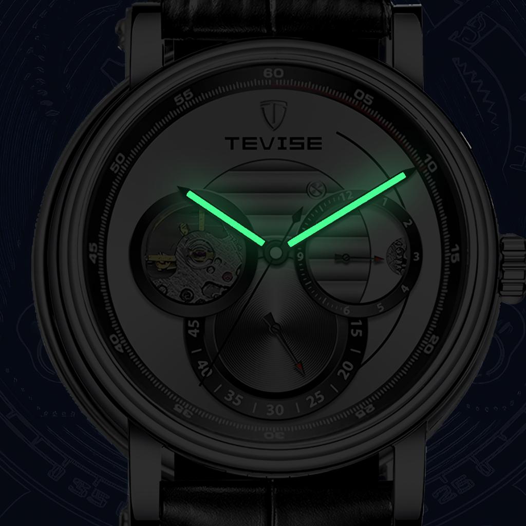 Relógio mecânico masculino totalmente automático Tourbillon Hollow Timing Dial masculino à prova d'água Noctilucente Simples Relógio mecânico empresarial Relógio pessoal
