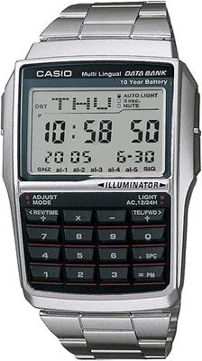Casio DATA BANK Digital Watch Silver Metal Band International Model DBC-32D-1A Men's [Used]