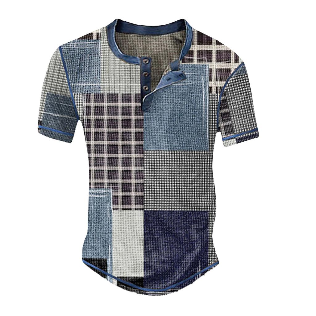 Men's Summer Striped Printed Short Sleeve Tops Men's Casual Fashion Short Sleeve Shirts