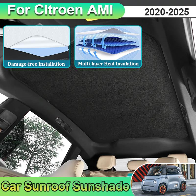For Citroen AMI Accessories 2020 2021 2022 2023 2024 2025 Car Sunroof Sunshades Electrostatic Adsorption Heat Insulation Sticker