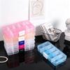 Clear Plastic Storage Box 10 Compartment with Sealing Lid Container for Case for Small Jewelry Ring for Pill Multicolor