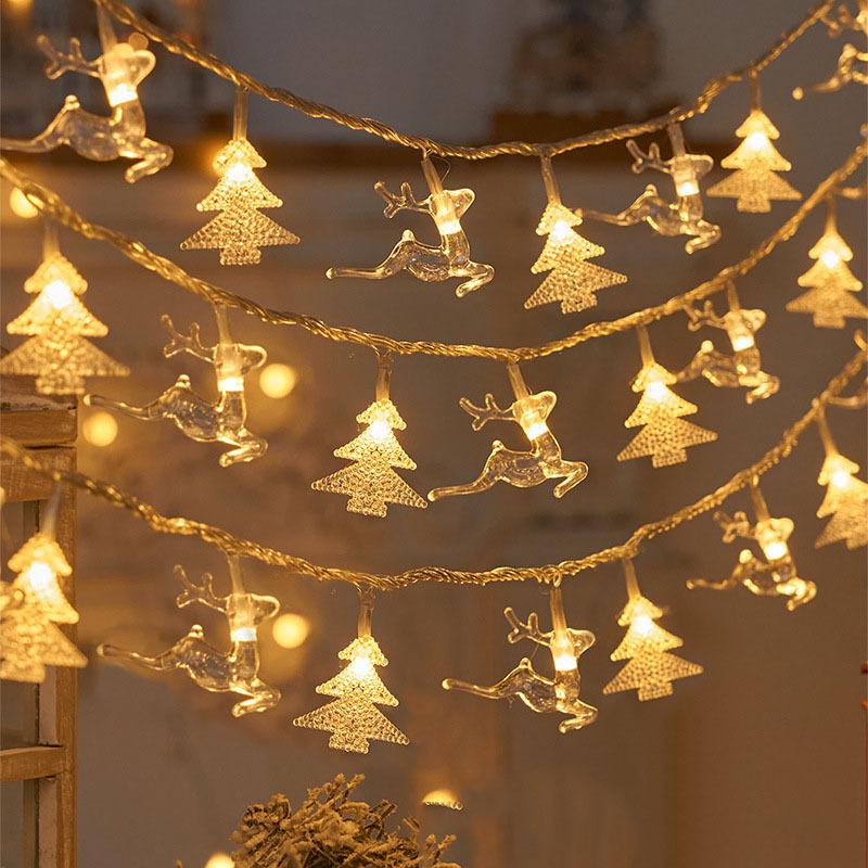 LED Christmas String Lights - Snowflake, Stars & Reindeer Fairy Decor for Holiday Atmosphere