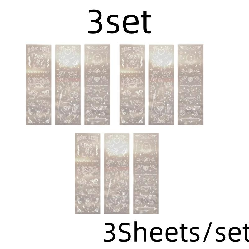 3 Sheets Butterfly Moon Star Stickers PET Transparent Decorative Stickers For Craft Album Journal Scrapbooking