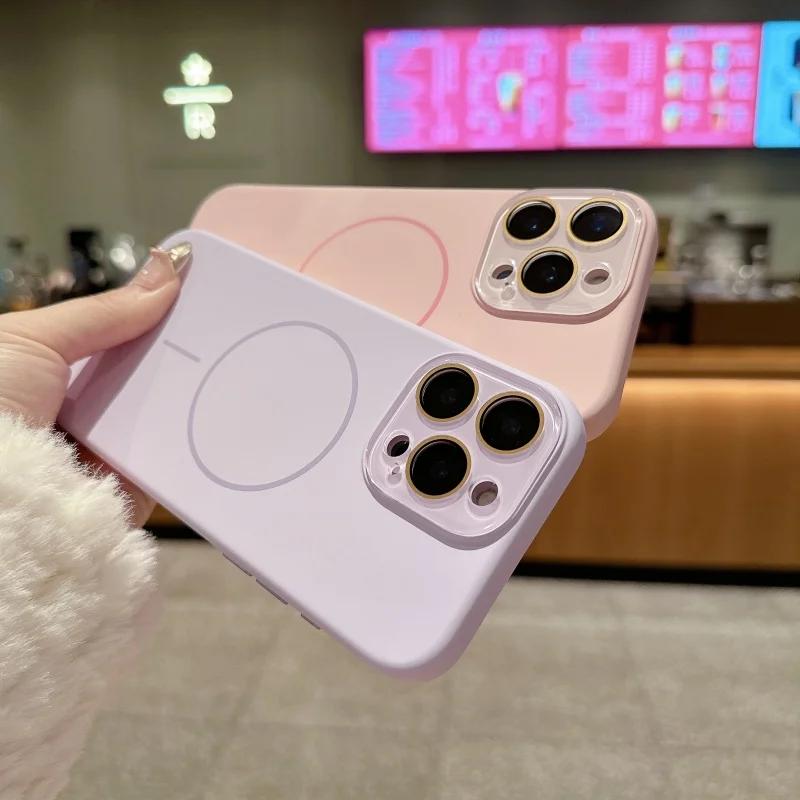 Liquid Silicone For Magsafe Glass Lens Protect Case for iPhone 17 16 14 13 11 12 15 Pro Max Plus Magnet Wireless Charge Cover