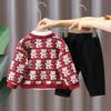 Spring and Autumn Suits 1-3 Years Old Children's Autumn Clothes Handsome Shirt + Cardigan + Pants Three-piece Suit