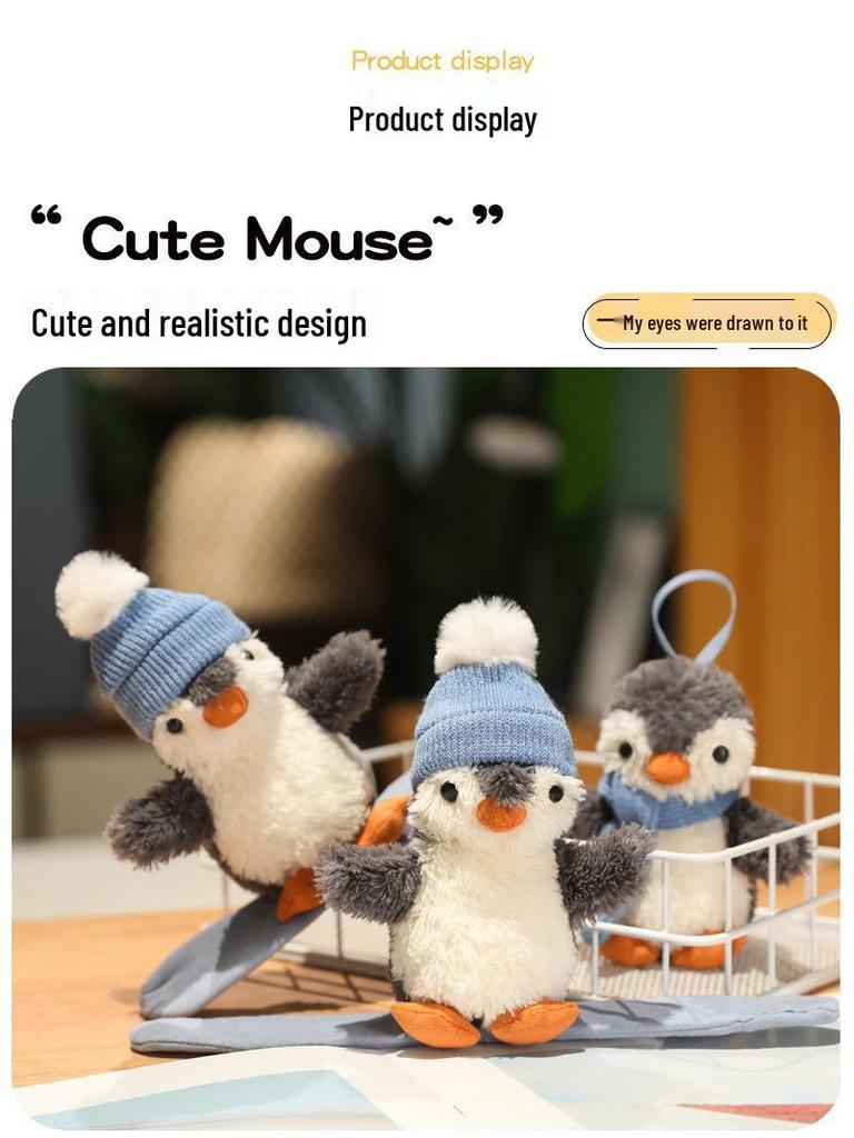 Winter Skateboard Penguin Plush Toy with Hat & Scarf - Cute Christmas Skiing Pet Doll