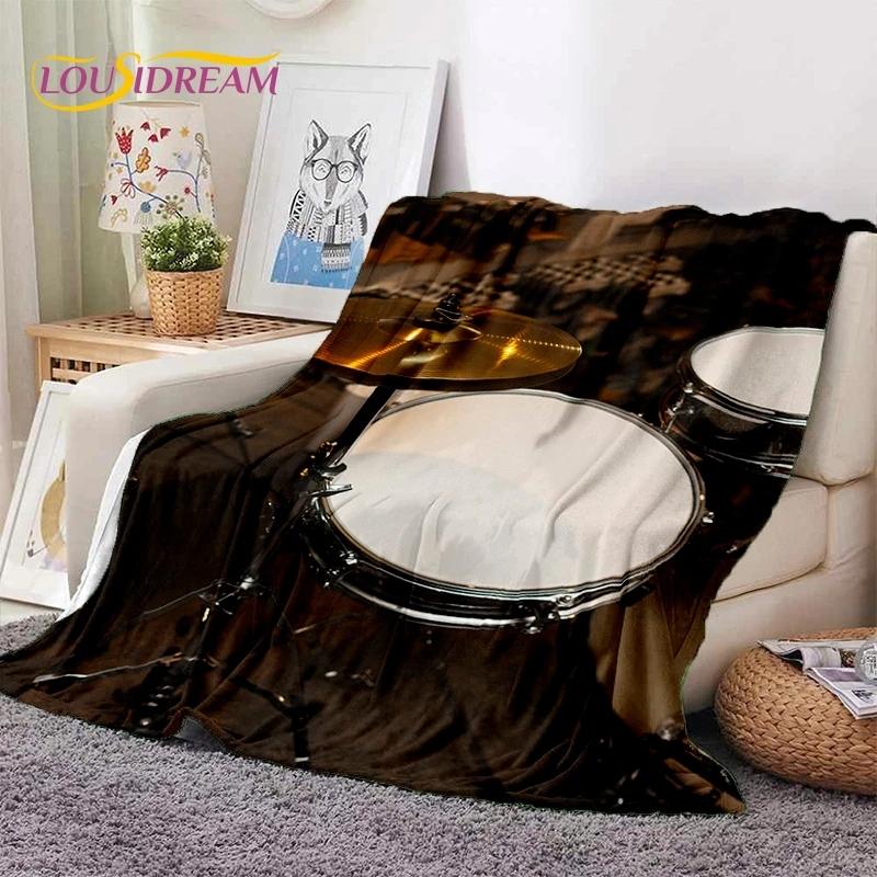 D Drum Set Throw Blanket Music Theme Soft Warm Blanket for Bed Sofa Bedroom Picnic Home Textile Decor